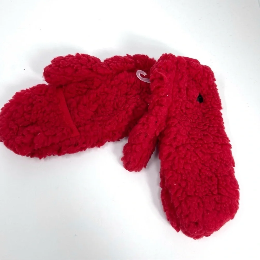Tucker + Tate faux fur mittens Red Fuzzy